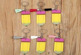 Acrylic Pencil Keychain With Ring Tassels Favor Mini DIY Name Keyring Christmas Gift for Student Teacher7881311