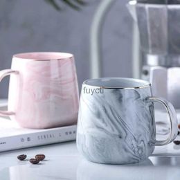 Mugs 1Pcs Creative Ceramic Cups Marble Pink Coffee Mug Ceramic Coffee Cup Lover's Gift Porcelain Mugs For Tea Breakfast Cup For Milk YQ240109