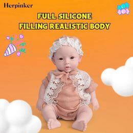 Herpinker Full Silicone Baby 18.5inch Reborn Doll 47cm Reborn Doll baby girls Realistic Toys Bebe born For Children Gift 240108
