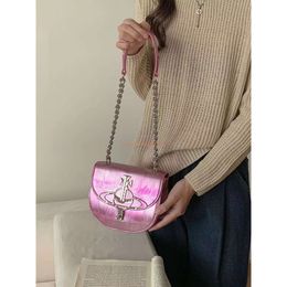 Designers Vivienne bag New Western Empress Dowager Saddle Bag Bursting Pink Saturn Bag One Shoulder Crossbody Small and Popular Design Same Style Women's Bag