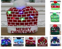 Christmas Led light up Knitted Hats Pom Ball Beanies Xmas Ski Cap Santa Snowman Reindeer Tree Hat For Adult Kids HH924634566822