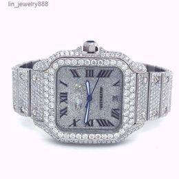 Trendy Stylish Looking Best Quality Ice Crushed Water Resistant Natural Moisannite Real Diamond Men Women Watches