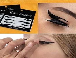 Whole4 Pair Eyes Sticker Cat Style Eyeliner Sexy Temporary Double Eyeshadow Eyelid Tape Smoky Tattoo Eye Makeup Tools Black2162217