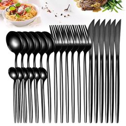 Dinnerware Silverware Set 4-24pcs Kitchen Flatware Tableware Cutlery Set for Home Restaurant Steak Knife Fork Spoon Tea Spoon 240108