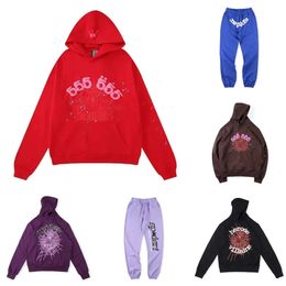 Sp5der Men's Puff Hoodies Sky Blue 555555 Hoodie Men High Quality Angel Number Pastry Printing Graphic Spider Web Sweatshirts