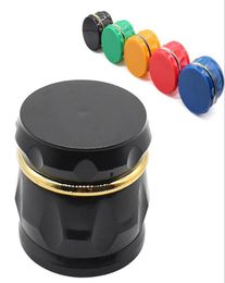 Drum Type Plastic Smoke Grinder Colour Golden Edge 4 Layer 63 Diameter Spike Manual Grinding Box8004120