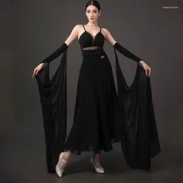 Stage Wear Modern Dance Dress For Women Social National Standard Costumes Floating Sleeves Ballroom Competition Dresses DN16988