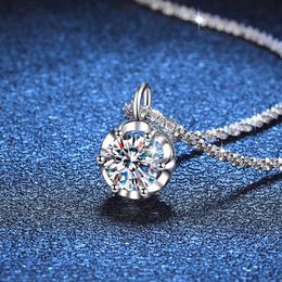 S Pure Sier Pendant Diamond Sparkling Crown Cauliflower Chain Colour Mosang Stone Necklace