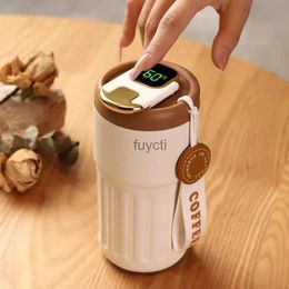 Mugs 450ML Smart Travel Coffee Mug 14oz Insulated Thermos Bottle Tumbler with Lid LED Temperature Display Cute Coffee Cup for Hot/Ice YQ240109