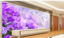 3D purple dream lilac flower TV background wall decoration painting modern living room wallpapers1406406