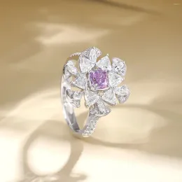 Cluster Rings CZZL2024 GIA Fancy Intense Pink Purple Diamonds 0.51ct Wedding Engagement Female For Women Fine Ring