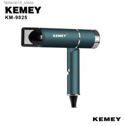 Hair Dryers Kemei Foldable T-Shaped Body Lightweight One-Button Adjustable Electric Hair Dryer Cold And Hot Negative Air Ion Care Hair Q240109