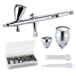 Airbrush Set Dual Action Professional Air Brush Kit with 2/5/13CC Spray Cup and Wrench Dropper Tool for Cake Tattoo Painting 240108
