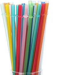 For 20 OZ Tumbler Reusable Drinking Straws BarPub Biodegradable Distored Colour Beverage Hard Plastic Stripe Straw Party Wedding S6273544