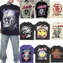 Designer Mens T-shirts Hellstar Tshirts Short Rapper Shirt Print Tees Men Washed Grey Heavy Craft Unisex Size S-xl 28 Colours Option 0GO0
