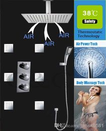 16 Inch Air Drop Water Saving Rainfall Shower Head Pressurise Hand Shower Thermostat Bathroom Rainfall Shower Set 007163ZA5059128