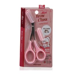 Whole New selling 50pcs Women Pink Colour Eyebrows Scissors with Combs Makeup Tools8296209