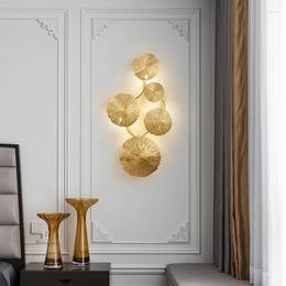 Wall Lamp Golden Lotus Leaf Led Living Tv Sofa Background Lights Nordic Kitchen Bedroom Secones Light Loft Decor Indoor