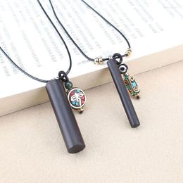 Pendant Necklaces Fresh Nepal Peace Dragon Pillar Ebony Black Wood Sweater Necklace Female Simple Copper Accessories Ethnic