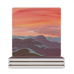 Table Mats Purple Mountain Pink Sunset Ceramic Coasters (Square) Animal Slate Cute Set Cup Pads
