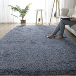 Grey Living Room Large Carpet Hall Coffee Table Floor Mat 160x230 Childrens room Bedroom Long Hair Fluffy Covering Rugs 240109