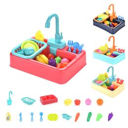 Children Electric Dishwasher Toy Set Kids Early Educational Toy Sink Tableware Simulation Kitchen Gift Play House Toys 240108