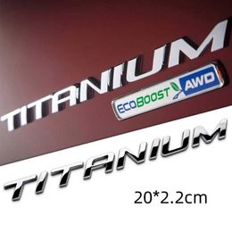 3D Metal Silver TITANIUM Emblem Car Trunk Decal For Ford EDGE Explorer TITANIUM Sticker Accessories