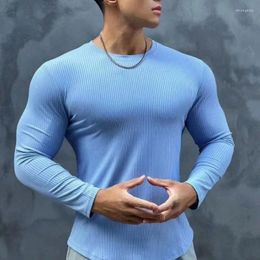 Men's T Shirts Spring Autumn Design Version Long-Sleeved T-shirt Versatile Sports Workout Clothes Stretch Fit Bot