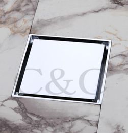 4 Inch Solid Brass Chrome Square Bathroom Floor Drain Odour Removal Sink Grate Waste Silver Colour 91024879177
