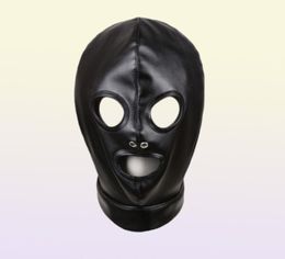 Gothic Mask HoodSoft PU Leather Exposed Mouth Eyes Fetish Bdsm Head Bondage Restraint Masks Gimp Cosplay Sex Toys For Couples3548807