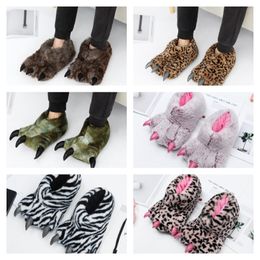 Winter Warm Floor Soft Slippers Indoor Women Men Children Shoes Paw Funny Animal Christmas Monster Dinosaur Claw Plush Home