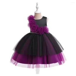 Girl Dresses Halloween Children Clothing 2024 Girls Princess Dress Fashion Flowers Mesh Kids Birthday Party Sleeveless Baby Clthe