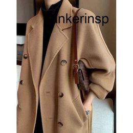 Luxury Coat Maxmaras 101801 Pure Wool Coat MAX Same Double breasted Belt Double faced Wool Mid length Coat Wool Coat Women