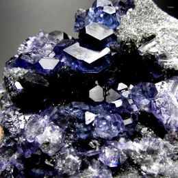 Decorative Figurines 280g Royal Blue Fluorite Geode On Matrix - Crystals And Stones Healing Mineral Specimen Home Decor Feng Shui Decoration