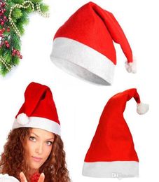 50pcs Red Santa Claus Hat Ultra Soft Plush Christmas Cosplay Hats Xms Decoration Adults Party Cap Kids or Adult Head Circumference5612141