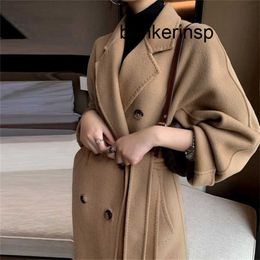 Cashmere Coat Maxmaras Labbro Coat 101801 Pure Wool New M Family 101801 sided Cashmere Women's Mid length Waist Wrapped Wool Loose
