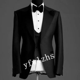 Jackets New Arrival One Button Groomsmen Peak Lapel Groom Tuxedos Men Suits Wedding/prom Best Blazer ( Jacket+pants+vest+tie) B255