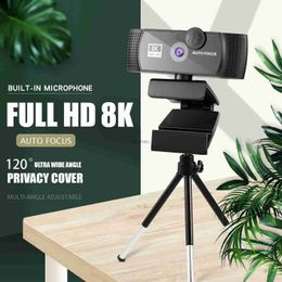 Webcams 8K Webcam 4K 1080P Full HD Web Camera Auto Focus With Microphone USB Plug Web Cam For PC Computer Laptop Video Mini CameraL240105