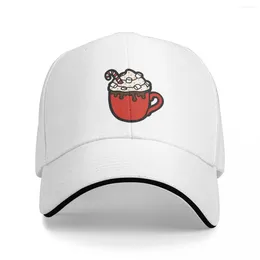 Ball Caps Festive Cocoa Pattern In Dark Red Baseball Cap Fluffy Hat Streetwear Women'S Men'S