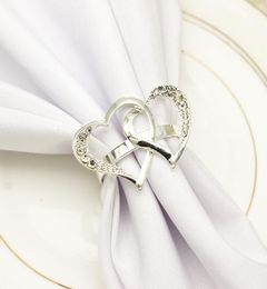 Heartshaped Wedding Napkin Ring Metal Silver Color Napkin Buckle Valentines Day Wedding Dinner Parties Table Decor Napkin Holder4452482