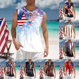 Men's Tank Tops Mens Summer Independence Day Printing Digital 3D Fabric With Sleeveless Top T Shirt Vest