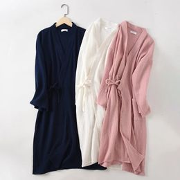 spring and autumn Japanese kimono robe couple cotton crepe bathrobe men and women kimono robe robes for women sleepwear 240109