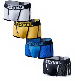 JOCKMAIL 4Pcs Man Underpants Boxershorts Men Boxers Male Breathable Ice Silk Mesh Quick Drying Underwear Men's Panties Boxer 240108