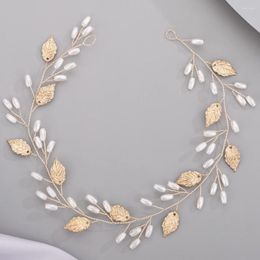 Headpieces Wedding Headband Memtal Leaves Headwear Women Jewellery Pearl Hairpiece Gold Bridal Hair Accessories Christmas Vine