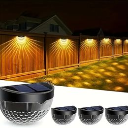 4 Pack Solar Fence Lights Outdoor, Warm White Solar Deck Lights, Waterproof Solar Step Garden Lights For Fence Patio Porch Pathway Walkway Garden Yard