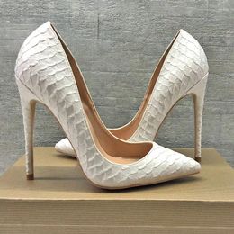 Dress Shoes White Crocodile-Effect Women Sexy Pattern Stiletto High Heels 12cm 10cm 8cm Customise Lady Pointy Pumps Chic Party