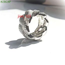 Hip Hop Luxury Jewellery 2 Rows Prong Cuban Ring Iced Out moissanite Diamond Ring White Gold Plating Rock Rings for Men Women