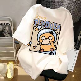 2024 The latest best-selling pullover design round neck white 100% cotton simple letter cartoon print men's and women's short-sleeved T-shirt