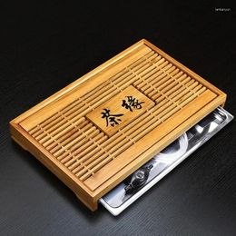 Tea Trays Natural Bamboo Solid Wood Tray Drainage Water Storage Set Board Table Chinese Room