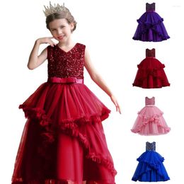 Girl Dresses Wedding Appliques Flower Ball Gown Beaded For Princess Kids Birthday Party Pageant Prom Dress